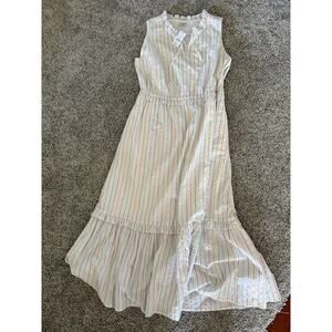 J Crew Tie Front Shimmer Flowy Sleeveless Midi Dress US Women's 8 New